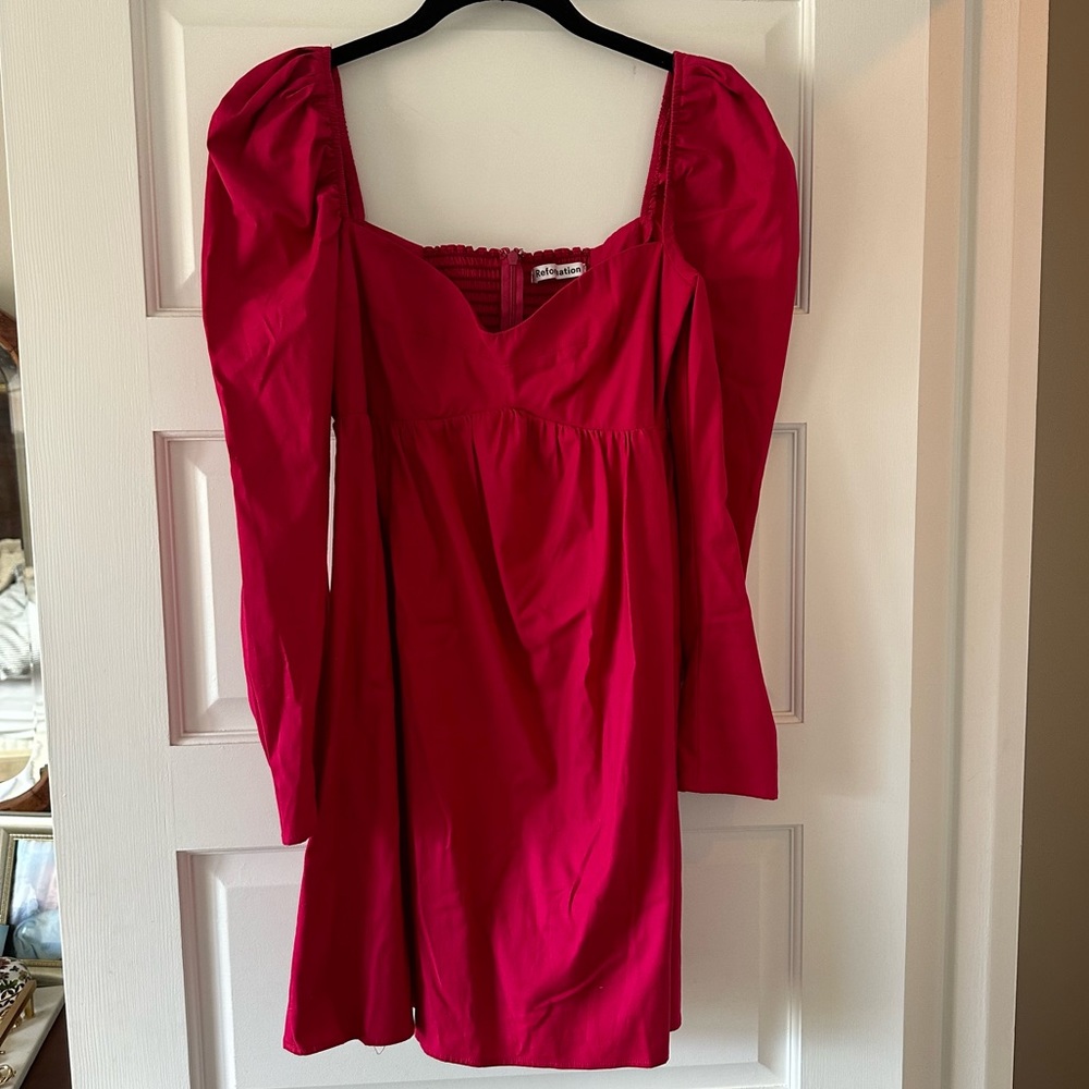 Reformation Long Sleeve Red Dress